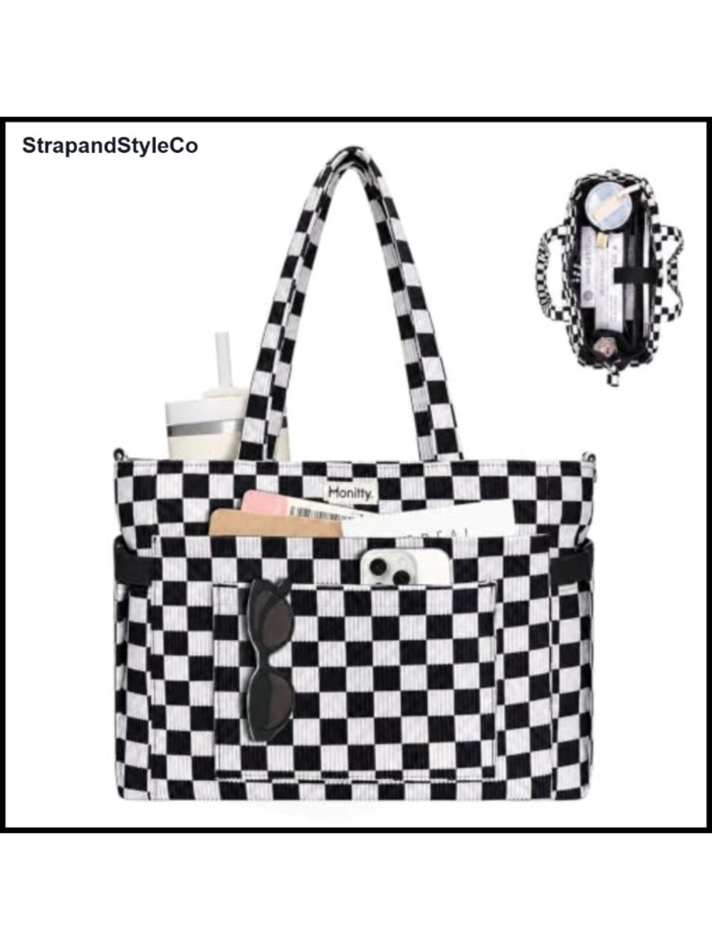 Corduroy Tote Bag 17 Pocket Laptop Crossbody Shoulder Bag Travel